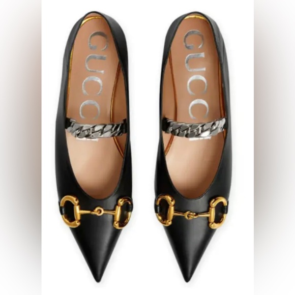 NEW GUCCI BLACK LEATHER HORSEBIT BALLET PRETTY BALLERINA FLAT SHOES BOX 36 - Picture 2 of 13